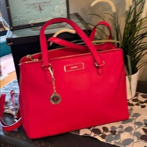 DKNY Red leather hobo bag